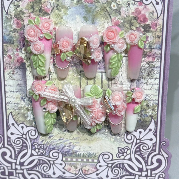 Charming 3D Floral Nails