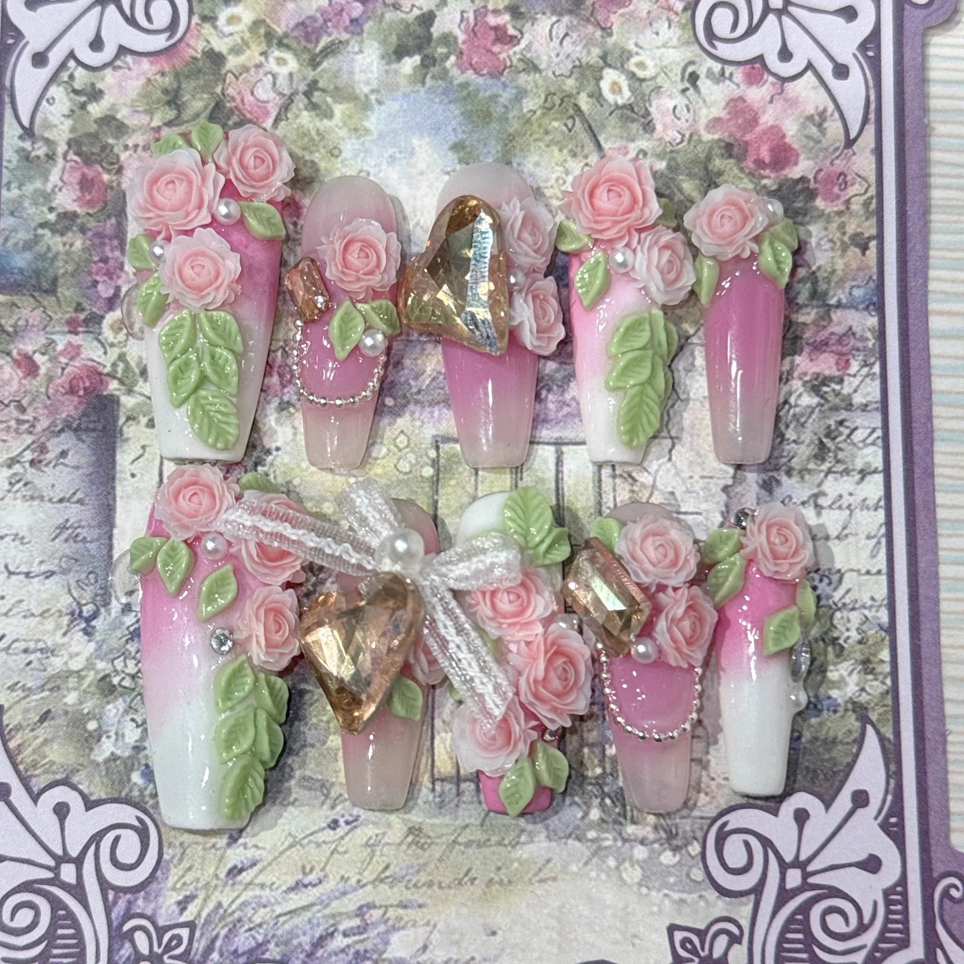 Charming 3D Floral Nails
