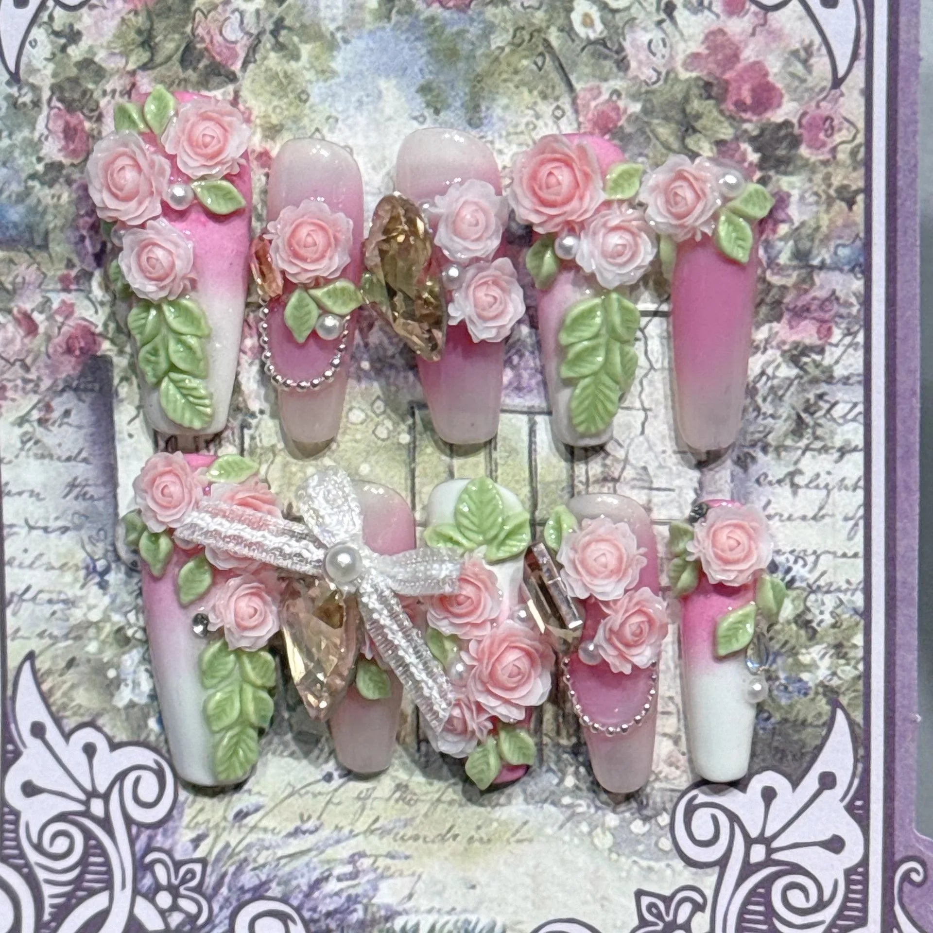 Charming 3D Floral Nails