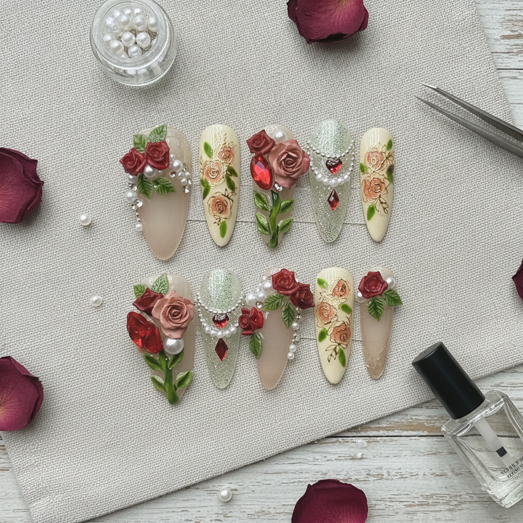 Glamorous Pearl Handmade Nail Set