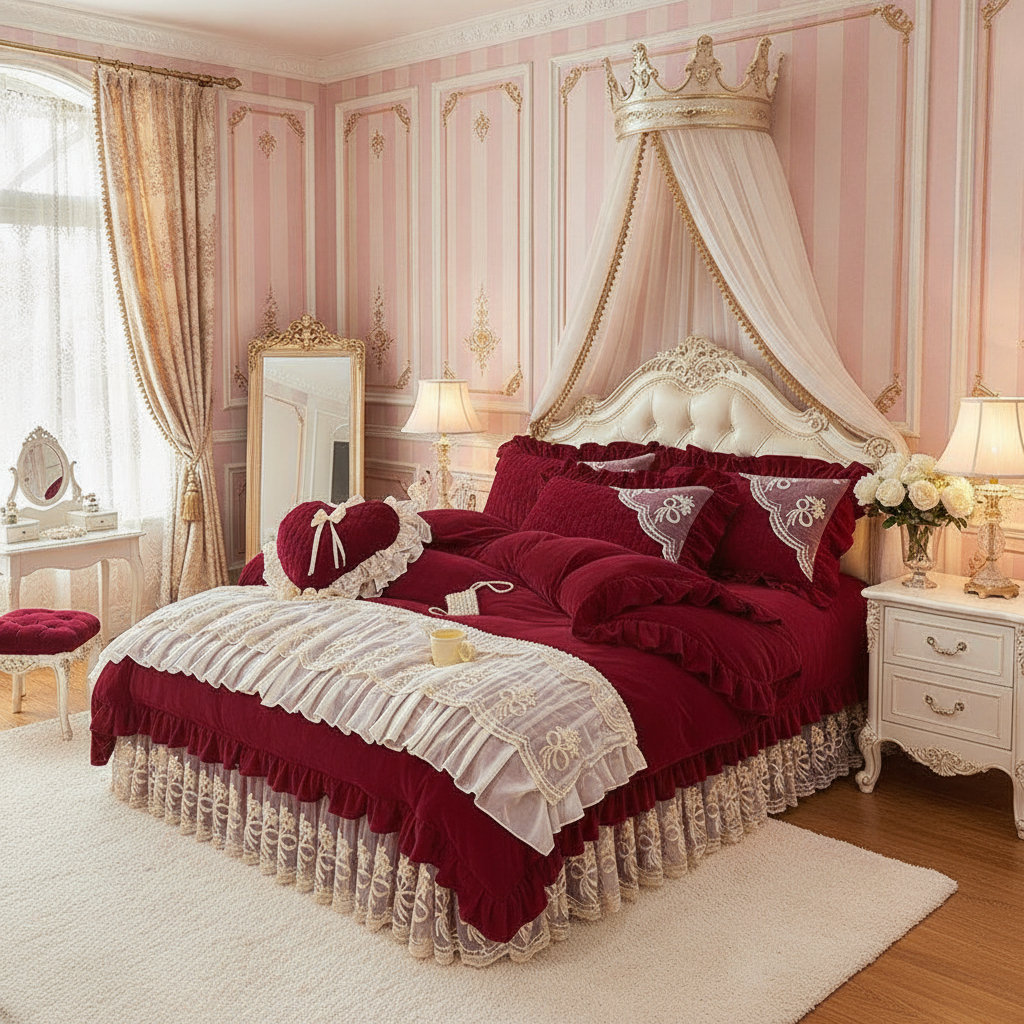 Burgundy Princess Bedding Set